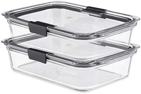 Rubbermaid Brilliance Glass Food Storage Containers, 3.2 Cup, Set of 2, BPA-Free, Leak-Proof, Clear