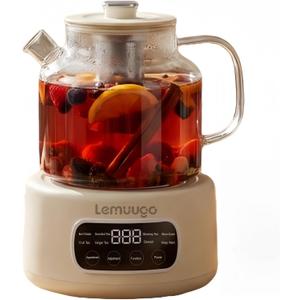 Lemuugo 1.2L Smart Electric Kettle with Tea Infuser, Borosilicate Glass Health Pot, Hot Water Kettle Electric, Digital Temperature Control with 24-Hour Timer, Tea, Stew & Dessert Cooker