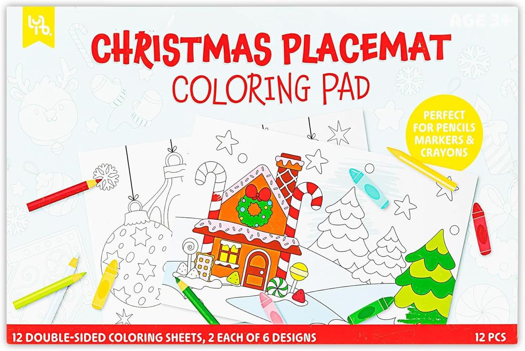 2 x Christmas Coloring & Activity Pad - Fun Holiday-Themed Coloring Set, 12 Double-Sided Sheets, Festive Art, Kid & Adult Craft Kit