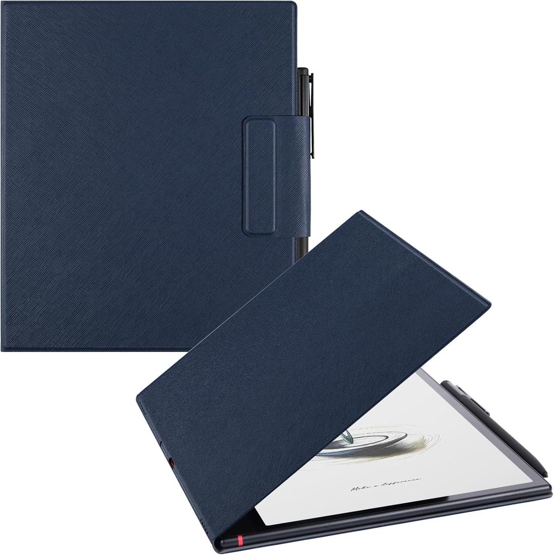 BOZHUORUI Magnetic Case for Boox Note Air 5 C Tablet ePaper (10.3",2025 Released) | Pen Buckle Design | with Auto Sleep/Wake | Thin & Light | PU Leather Cover (Dark Blue)
