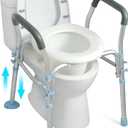 OasisSpace Stand Alone Raised Toilet Seat 400lbs - Medical Raised Commode Toilet with Splash Guard and Safety Frame, Height Adjustable Legs, Bathroom Assist Frame for Elderly, Handicap, Disabled