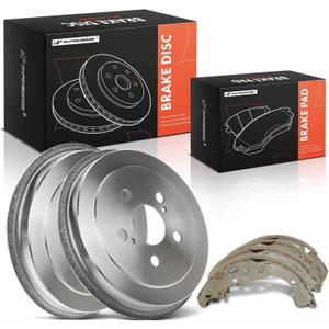 3 x A-Premium Rear Brake Drums and Shoes Set Compatible with Toyota Corolla 2003-2008, Celica 2000-2005, Prius 2004-2008, 6-PC Set
