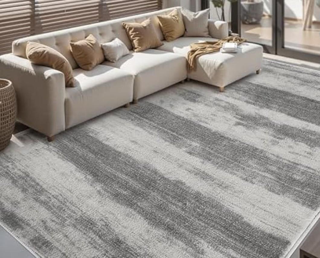 RugOrama Simple Modern Vintage, Area Rug Machine Washable,Soft Floor Carpet Non Slip Non for Living Room Bedroom Home Decor Aesthetic (gray/8x10)