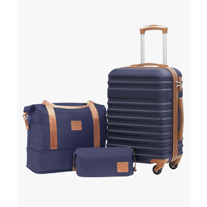 Coolife Suitcase Set 3 Piece Luggage Set Carry On Hardside Luggage with TSA Lock Spinner Wheels (Navy, 3 piece set (DB/TB/20))