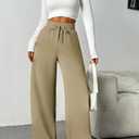 PINSPARK Womens Fleece Wide Leg Sweatpants High Waisted Athletic Sweat Pants Winter Baggy Workout Pant with 2 Pocket (M)
