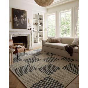 Loloi Chris Loves Julia Bradley Collection, Beige & Midnight, 2'-3" x 3'-9" Accent Rug  Classic Striped Area Rugs for Living Room, Bedroom, Entryway & Hallway, High Traffic Area Home Decor Rug