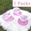 3 Pack Colored Sun Visor Hat Women Men Plastic Clear Visors Hats (Pink)
