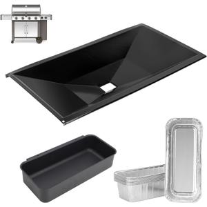 DcYourHome 66307 Grease Tray with 70379 Catch Pan for Weber Genesis II/LX 400 Series,Parts for Genesis II E410 S410 E435 S435,Genesis II LX E440 SE410 S440,10PCS Foil Liners Replacement for Weber 6498