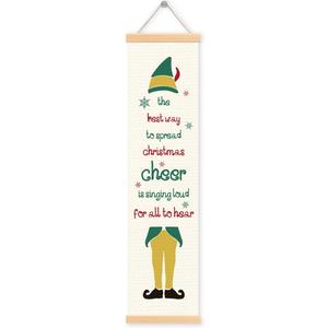 Elf Quote, Christmas Canvas Banner, Christmas Door Hanger Decoration, Canvas Porch Banners For Indoor Outdoor, Xmas Rustic Home Wall Decor, Elf Sign, Farmhouse Wall Hanging Banner 7.831.5 Inches (Style 21)