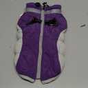 FUAMEY Dog Coat for Small Dogs,Waterproof Dog Winter Jacket with Harness Built in Puppy Cold Weather Coats Reflective Pet Vest with Zipper Warm Fleece Dogs Snowsuit Windproof Purple S