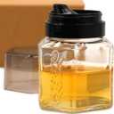 TOSSOW Glass Honey dispenser Oil Bottle Leakproof Condiment Container Oil Vinegar Cruet with Pourers and Funnel Olive Oil Carafe Decanter Non-Drip Spout for Kitchen Cooking 250ml/8.5oz Black