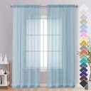OVZME Sky Blue Sheer Curtains 88 Inches Long 2 Panels - Soft Light Filtering Window Sheer Panels for Living Room/Bedroom, Top Dual Rod Pocket, 1 Pair, Each 40Wx88L Inches