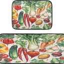 Kigai Watercolor Vegetables Kitchen Rug Set of 2 Non Slip Washable Cushioned Anti-Fatigue Kitchen Mat Comfort Standing Floor Mat for Kitchen Washroom Bedroom