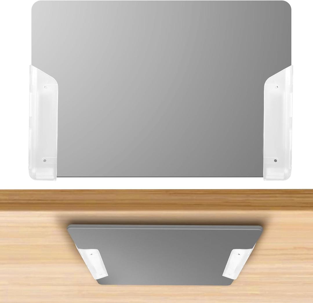 Penitue 2pcs Under Desk Laptop Mount, Wall & Under Desk Laptop Holder with Screws Clear Tablets Shelf Storage for Devices up to 3.2cm/1.26in Thick MacBook Keyboards