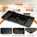 Utensil Organizer for Kitchen Drawer, Expandable Cooking Silverware Tray,Large Silverware Drawer OrganizerPlastic Spatula Tools Storage Divider, 21.6-38", Black