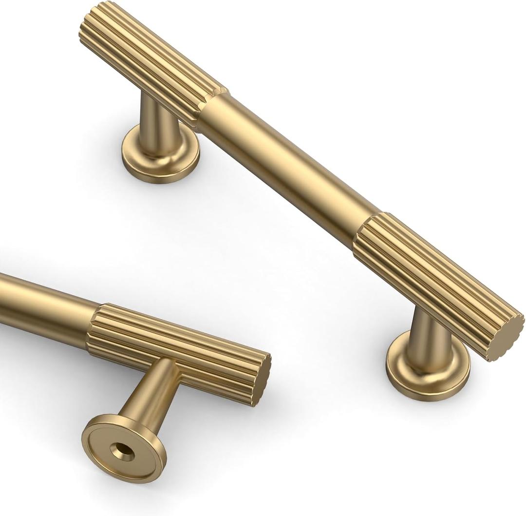 Asidrama 10 Pack 3 Inch(76mm) Champagne Bronze Cabinet pulls Kitchen Cabinet Handles, Cabinet Pulls Kitchen Cabinet Hardware for Cupboard Drawer Pulls (3" Hole Center)