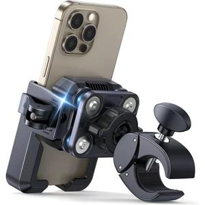 Bike Phone Holder Mount [Military Anti Vibration] 2025 Universal Motorcycle Phone Mount Handlebar Clamp for Electric Scooter, Mountain, Dirt Bike, Compatible with iPhone 4-7.2" Black