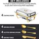 Chafing Dishes for Buffet, 8 Qt High Grade Chafing Dish Buffet Set, Rolled-Edge Design Food Warmers for Parties, Buffet, Wedding, Birthday, Camping 4 Pack 4 Pans [Half Gold]