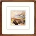 Square 8x8 Picture Frame with Mat for 4x4/6x6, Natural Walnut Wood Handcrafted Rounded Corner with Real Glass, Vertical or Horizontal Display Photo Gallery Wall & Tabletop Frame