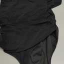 REORIA Womens Sexy One Shoulder Asymmetrical Leopard Print Mesh Ruched Backless Going Out Bodysuits Tops (Large, Black)