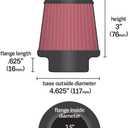 K&N High-Flow Original Lifetime Universal Clamp-On Air Filter: High Performance, Premium, Washable: Flange Diameter: 3.5 In, Filter Height: 3 In, Flange Length: 0.625 In, Shape: Round Tapered, RU-4410