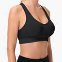 Racerback Sports Bras for Women Comfortable Wirefree Sleep Bras Breathable Mesh Padded Low Impact Workout Bra (Black, L)