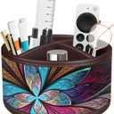 TV Remote Control Holder for Table, 360 Swivel Pen Holder for Desk Organizers and Accessories, Nightstand Organizer Caddy for Media Controllers/Office Supplies, Bedside Decorations for Living Room (Fractal Flower)