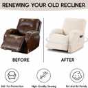 Oversized Recliner Chair Covers,4-Piece Stretch Geometric Strokes Jacquard Reclining Chair Slipcovers,Furniture Protector with Side Pocket,Soft Breathable Couch Cover,Beige