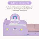 Delta Children Unicorn Wood Floor Toddler Bed with Reusable Stickers, Purple