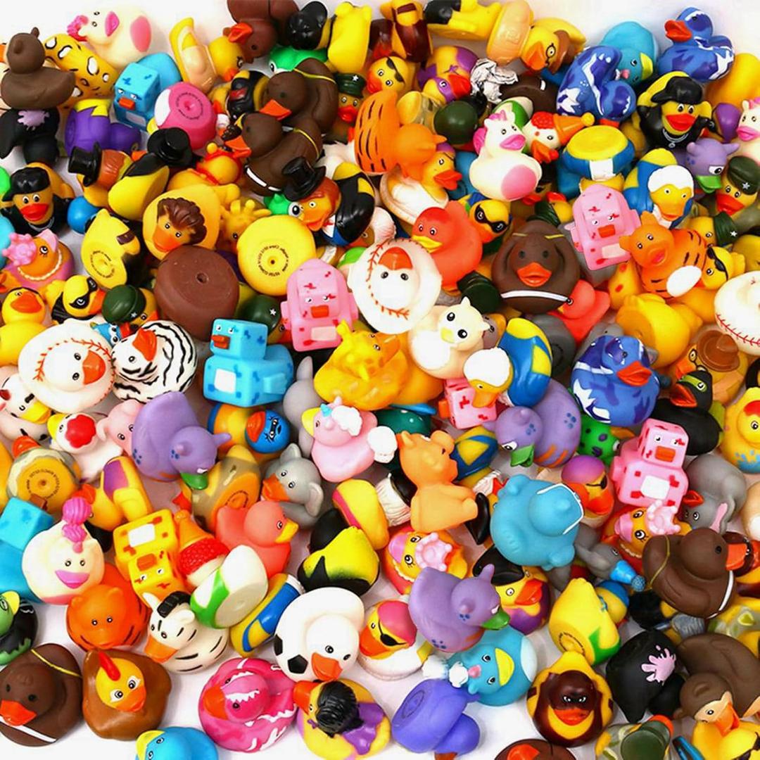 WQTHE 120 Pack Rubber Duck for Jeeps Ducking - 2.3 Inch Bulk Floater Duck for Kids - Baby Bath Toy Assortment - Party Favors, Birthdays, Bath Time, and More (50 Varieties)