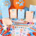 132pcs Blue Dog Party Favors, Blue Orange Dog Paw Birthday Decorations Supplies, Puppy Paw Stamps Balloons Gift Bags Key Chains Slap Bracelets DIY Sticker Goodie Bag Filler for Birthday
