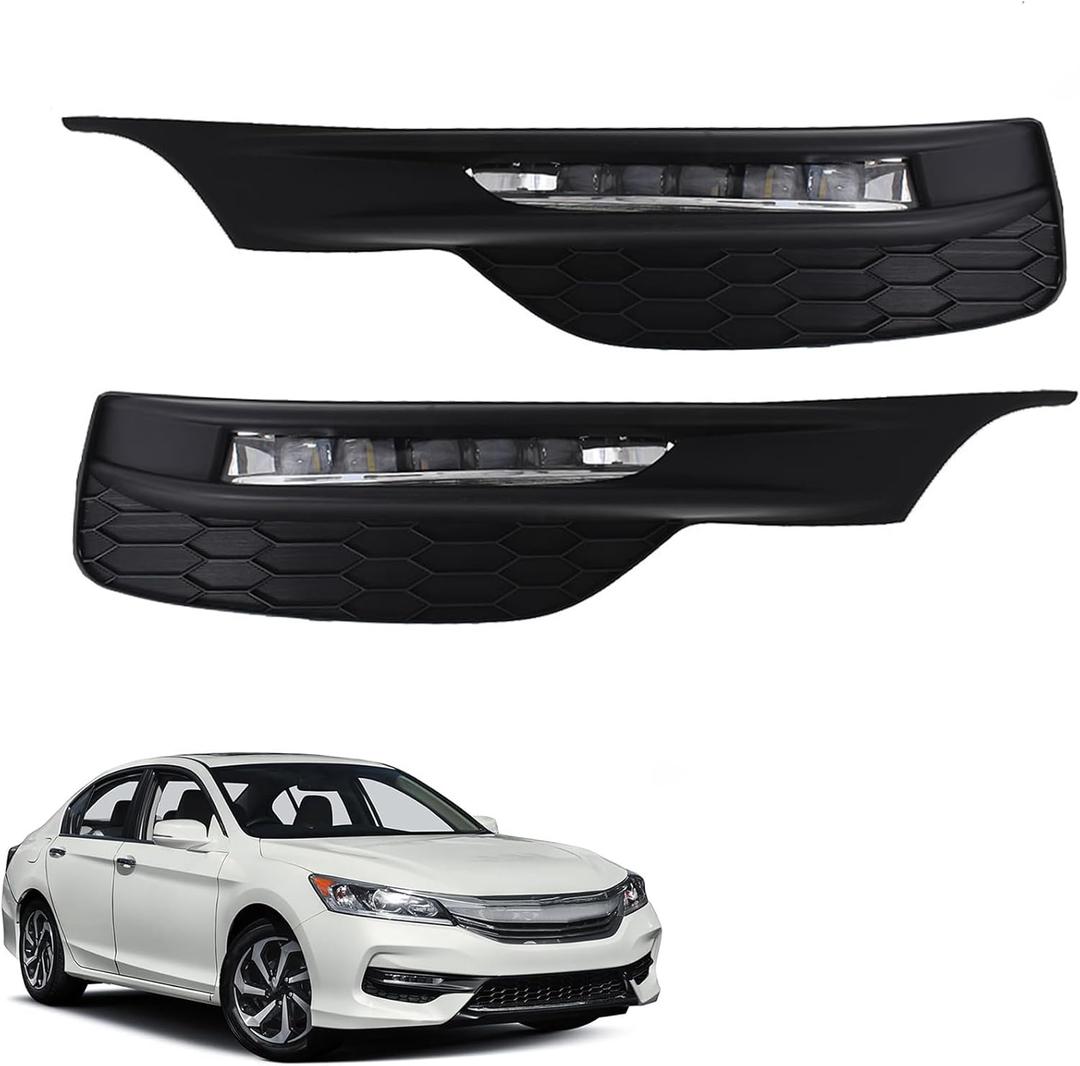 WFLNHB Left and Right Fog Lights Repalcement for Accord Sedan 4Dr 2016 2017 Fog Lamp Clear Lens with Wiring Kit 33950-T2A-A21 33900-T2A-A21