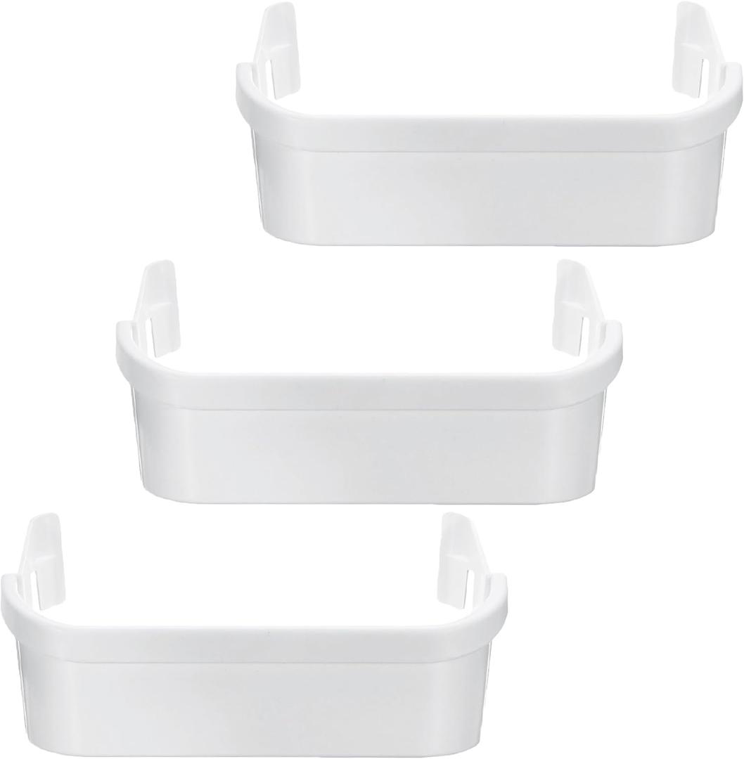 PartsBroz 240351601 Freezer Door Shelf Bin (3-Pack) for Frigidaire Freezer Door Shelf Replacement, Kenmore, Westinghouse Refrigerator Freezer White Bottom Lower Side Bins Shelves AP2115974 PS430027