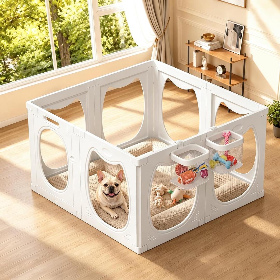 Dog Playpen Indoor, Clear Acrylic Play Pen 8 PCS 24" H for Puppy