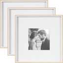Kate and Laurel Gibson Modern Wall Picture Frame Set of 3, 16x16 matted to 8x8, White and Natural, Three-Piece Frame Set for Gallery Wall Frame Set in Living Room Wall Dcor