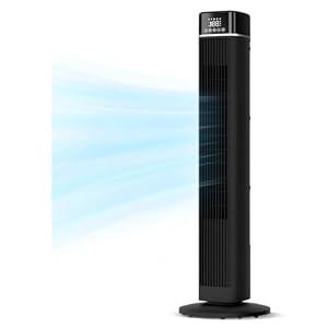 Abolee Tower Fan for Bedroom, 90° Oscillating Bladeless Standing Fan with Remote, 27ft/ s High Velocity, 40 Inch, 32dB Quiet for Sleep, 3 Speeds, 4 Modes, 12H Timer, Auto Mode, Home Office Indoor black