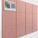 Large Cork Board Alternative - 47"x35" 12 Pack Felt Wall Tiles with Safe Removable Adhesive Tabs, Cork Wall Tiles Cork Board for Home Office Pin Board Tack Board 48 x 36 - Pink (Flat-12panels)