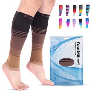 Doc Miller Calf Compression Sleeve for Men & Women 2030 mmHg Graduated Compression, Footless Compression Socks Alternative for Running, Shin Splints, Swelling, Varicose Veins Calf Support, 1 Pair