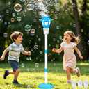 Bubble Machine Maker for Kids, Automatic Bubble Blower with Light & Rechargeable Battery, 40 Inch Adjustable Height Outdoor Toy for Toddlers Party Birthday (Includes 3 Solution), Blue, Large
