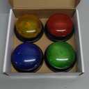 4-Pack Buzzers for Trivia Games, Family Feud Jeopardy Buzzer, Game Buzzers with Lights and Sound, Answer Buzzers for Classroom, Buzzer for Game Show, Quizzes Party and Trivia Nights