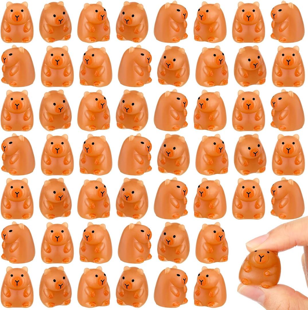 Civaner 60 Pcs Mini Taba Capybara Toy Small Capybara Stress Ball for Adults Cute Fidget Toy for Easter Egg Filler and Easter Basket Stuffer Party Favor Gift for Autism Anxiety ADHD