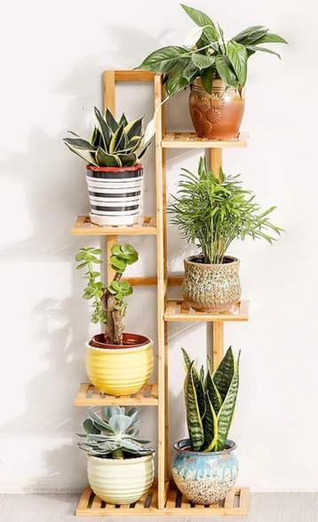 Bamboo 6 Tier 7 Potted Plant Stand