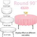 4 Pack Round Tablecloth 90 Inch Polyester Washable Fabric Table Covers for Wedding Dining Table Parties Banquet DecorPink