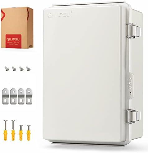 QILIPSU UL94-V0 Outdoor Electrical Box 11.4"x7.5"x5.5" Pro Waterproof Junction Box Weatherproof PC/ABS Alloy Plastic IP67 Project Electric Enclosure Grey Hinged Door