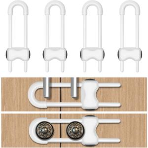 Cabinet Locks for Babies,Child Proof Cabinet Locks,4 Pack U-Shaped Baby Proofing Cabinets,Child Locks for Cabinets and Drawers,Child Safety Cabinet Locks with Adjustable(White)