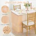 14ft Champagne Tulle Table Skirts for Rectangle Tables 2 Layer Fluffy Tutu Table Cloth for Birthday Party Baby Shower Wedding Banquet Decoration (L14(ft)* H30in)