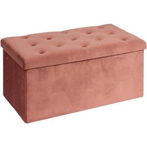 B FSOBEIIALEO Folding Storage Ottoman, Long Ottomans Shoes Bench, Velvet Storage Chest Footrest Seat 31.5"x15.7"x15.7" (Warm Red, Large)