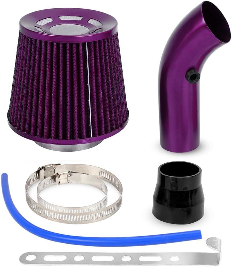 BARTOO 3'' Cold Air Intake Kit Aluminum Automotive Cold Air Intake Pipe Filter Induction Flow Hose Pipe Kit, Purple
