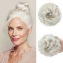CJL HAIR Small Messy Bun Hair Pieces for Women Thin Hair Synthetic Curly Mini Scrunchies Hairpiece Updo with Elastic Band 2PCs Ice Blonde