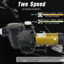 2.5HP PureBy Ingound Pool Pump, 230V Energy Saving Dual Speed Pool Motor, Flow Rate 6480GPH, 2" Port Size with 1.5" & 2" adapters